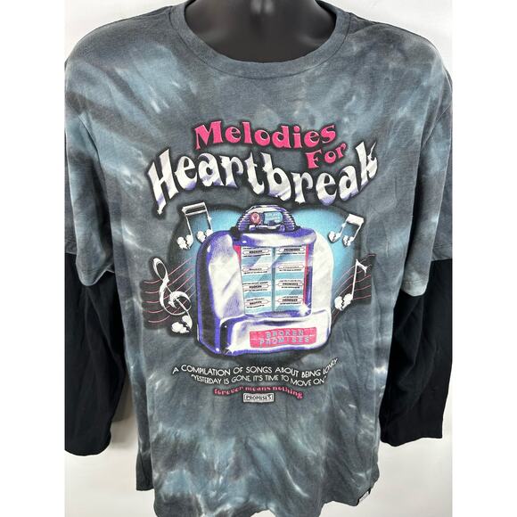 Broken Promises Y2K Skateboarding Graphic Tee Melodies for Heartbreak Size Med - Picture 8 of 10